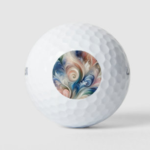 Watercolor Fantasy Floral Pastel Blue & Cream  Golf Balls