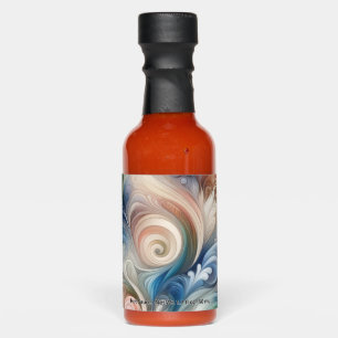 Watercolor Fantasy Floral Pastel Blue & Cream Hot Sauces