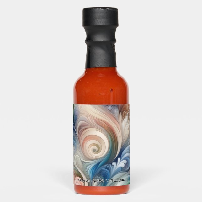 Watercolor Fantasy Floral Pastel Blue & Cream  Hot Sauces (Front)