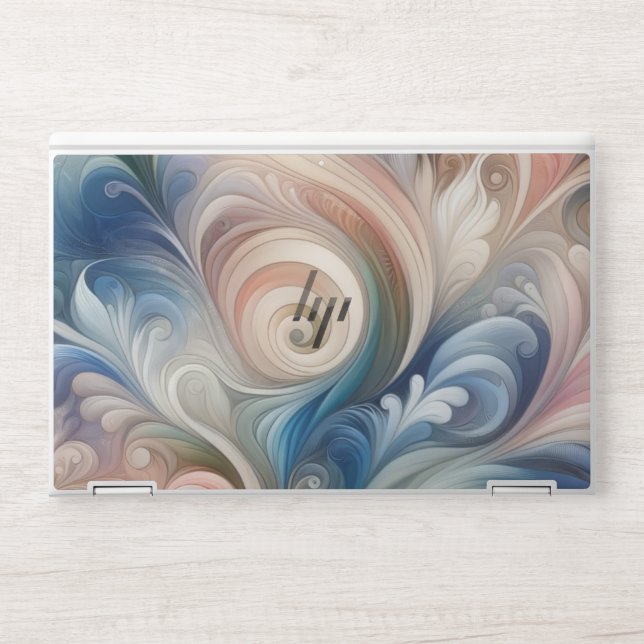Watercolor Fantasy Floral Pastel Blue & Cream  HP Laptop Skin (Front)