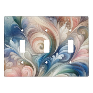 Watercolor Fantasy Floral Pastel Blue & Cream  Light Switch Cover