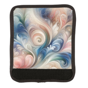 Watercolor Fantasy Floral Pastel Blue & Cream Luggage Handle Wrap