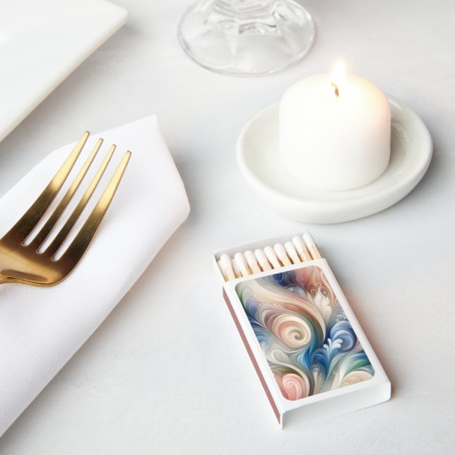 Watercolor Fantasy Floral Pastel Blue & Cream  Matchboxes (Insitu)