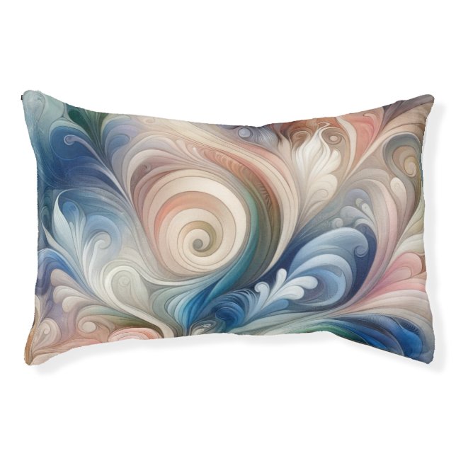 Watercolor Fantasy Floral Pastel Blue & Cream  Pet Bed (Front)