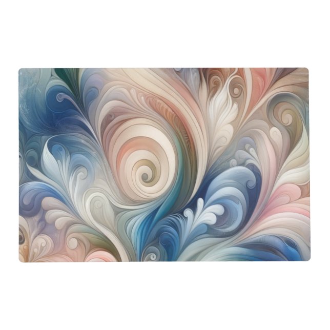 Watercolor Fantasy Floral Pastel Blue & Cream  Placemat (Front)