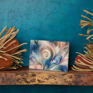 Watercolor Fantasy Floral Pastel Blue & Cream Plaque