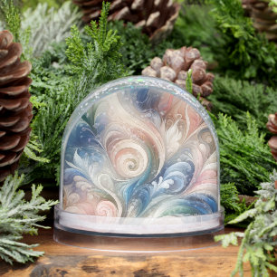 Watercolor Fantasy Floral Pastel Blue & Cream  Snow Globe