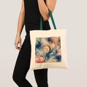 Watercolor Fantasy Floral Pastel Blue & Cream Tote Bag