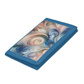Watercolor Fantasy Floral Pastel Blue & Cream  Tri-fold Wallet