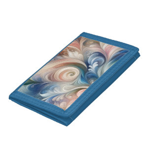 Watercolor Fantasy Floral Pastel Blue & Cream Tri-fold Wallet