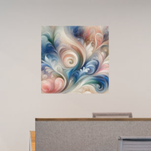 Watercolor Fantasy Floral Pastel Blue & Cream Wall Decal