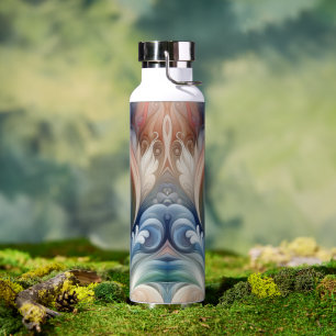 Watercolor Fantasy Floral Pastel Blue & Cream Water Bottle