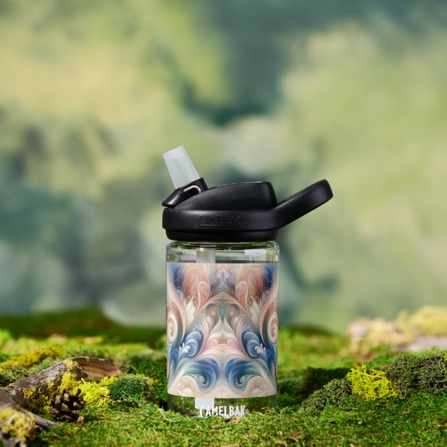 Watercolor Fantasy Floral Pastel Blue & Cream  Water Bottle (Outdoor)