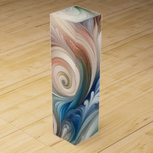 Watercolor Fantasy Floral Pastel Blue & Cream Wine Box