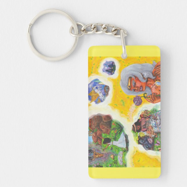Watercolor Fantasy Goddess Dreams Love Dimension Keychain (Front)
