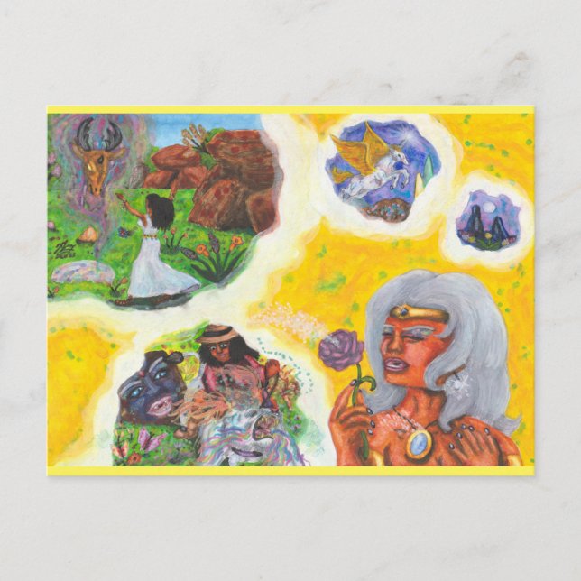 Watercolor Fantasy Goddess Dreams Love Dimension Postcard (Front)