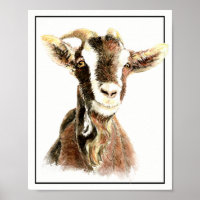 Watercolor Farm Animal Goat