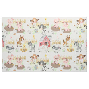Watercolor Farm Animals Baby Nursery Fabric