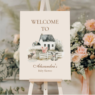 Watercolor Farm Animals Baby Shower I Foam Board