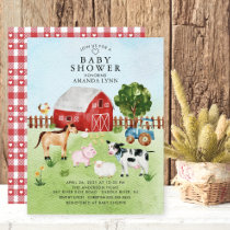 Watercolor Farm Animals Baby Shower Invitation