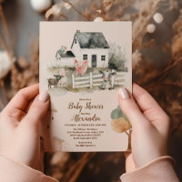 Watercolor Farm Animals Baby Shower 