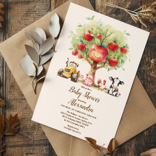 Watercolor Farm Animals Baby Shower Invitation