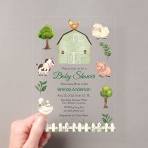 Watercolor Farm Animals Barnyard Baby Shower