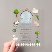 Watercolor Farm Animals Barnyard Baby Shower
