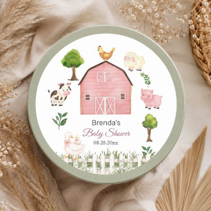 Watercolor Farm Animals Barnyard Baby Shower Classic Round Sticker