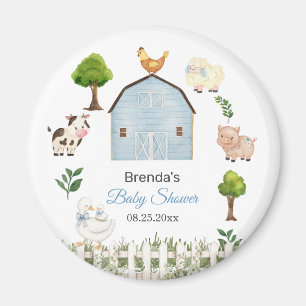 Watercolor Farm Animals Barnyard Baby Shower Favor Magnet