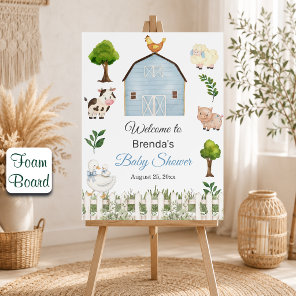 Watercolor Farm Animals Barnyard Baby Shower Foam Board