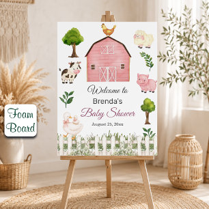 Watercolor Farm Animals Barnyard Baby Shower Foam Board