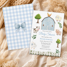 Watercolor Farm Animals Barnyard Baby Shower