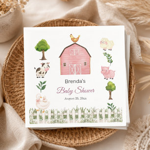 Watercolor Farm Animals Barnyard Baby Shower Napkins