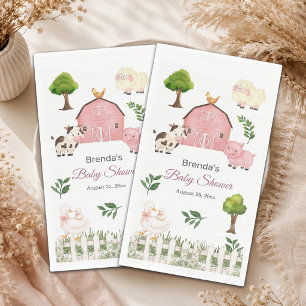Watercolor Farm Animals Barnyard Baby Shower Paper Guest Towels