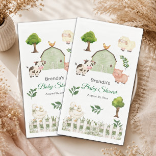 Watercolor Farm Animals Barnyard Baby Shower Paper Guest Towels