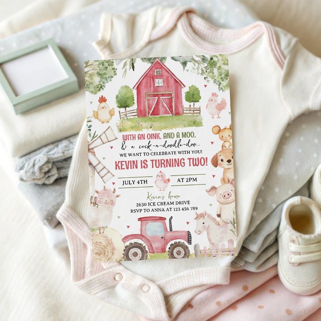 Watercolor Farm Animals Birthday Invitation (Creator Uploaded)