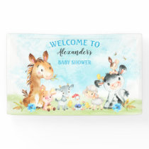 Watercolor Farm Animals Boy Baby Shower Banner