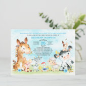 Watercolor Farm Animals Boy Baby Shower Invitation (Standing Front)