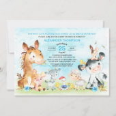 Watercolor Farm Animals Boy Baby Shower Invitation (Front)