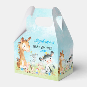 Watercolor Farm Animals Boy Baby Showerm Favor Boxes
