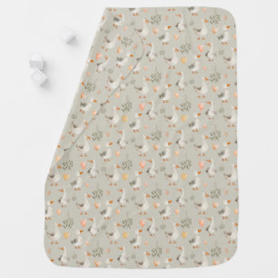Watercolor Farm Animals Geese Baby Blanket