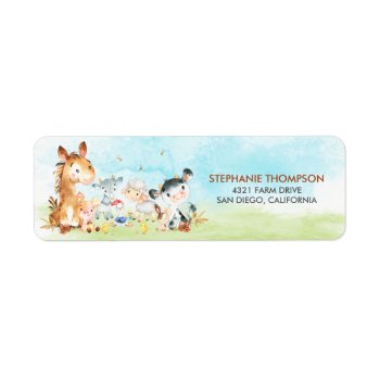Watercolor Farm Animals Label by SpecialOccasionCards at Zazzle