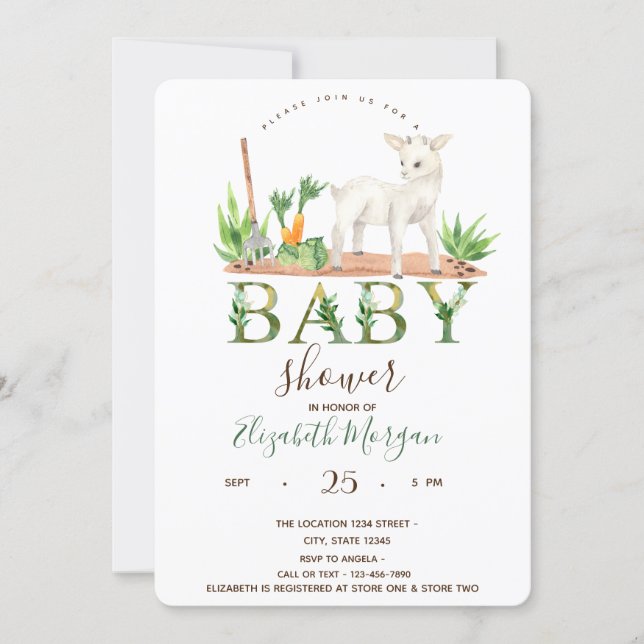 Watercolor Farm Animals Sheep Baby Shower  Invitation (Front)