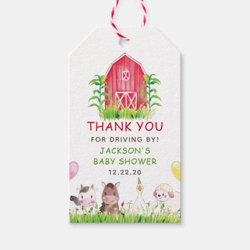 Watercolor Farm Baby Shower Drive By Gift Tags
