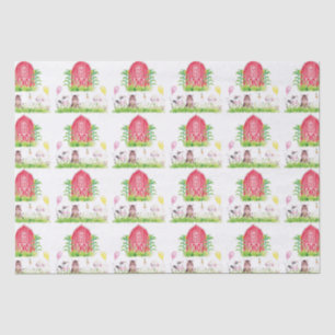 Watercolor Farm Birthday Cute Animals Tissue Paper