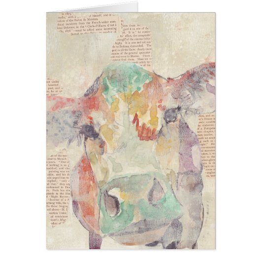 Watercolor Farm Collage Cow Cards (Front)