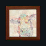 Watercolor Farm Collage Cow Jewelry Box<br><div class="desc">Farm Collage Cow Artist: Jennifer Goldberger</div>