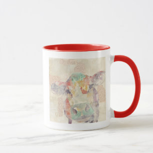 Watercolor Farm Collage Cow Mug