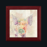 Watercolor Farm Collage Pig Jewelry Box<br><div class="desc">Farm Collage Pig  Artist: Jennifer Goldberger</div>